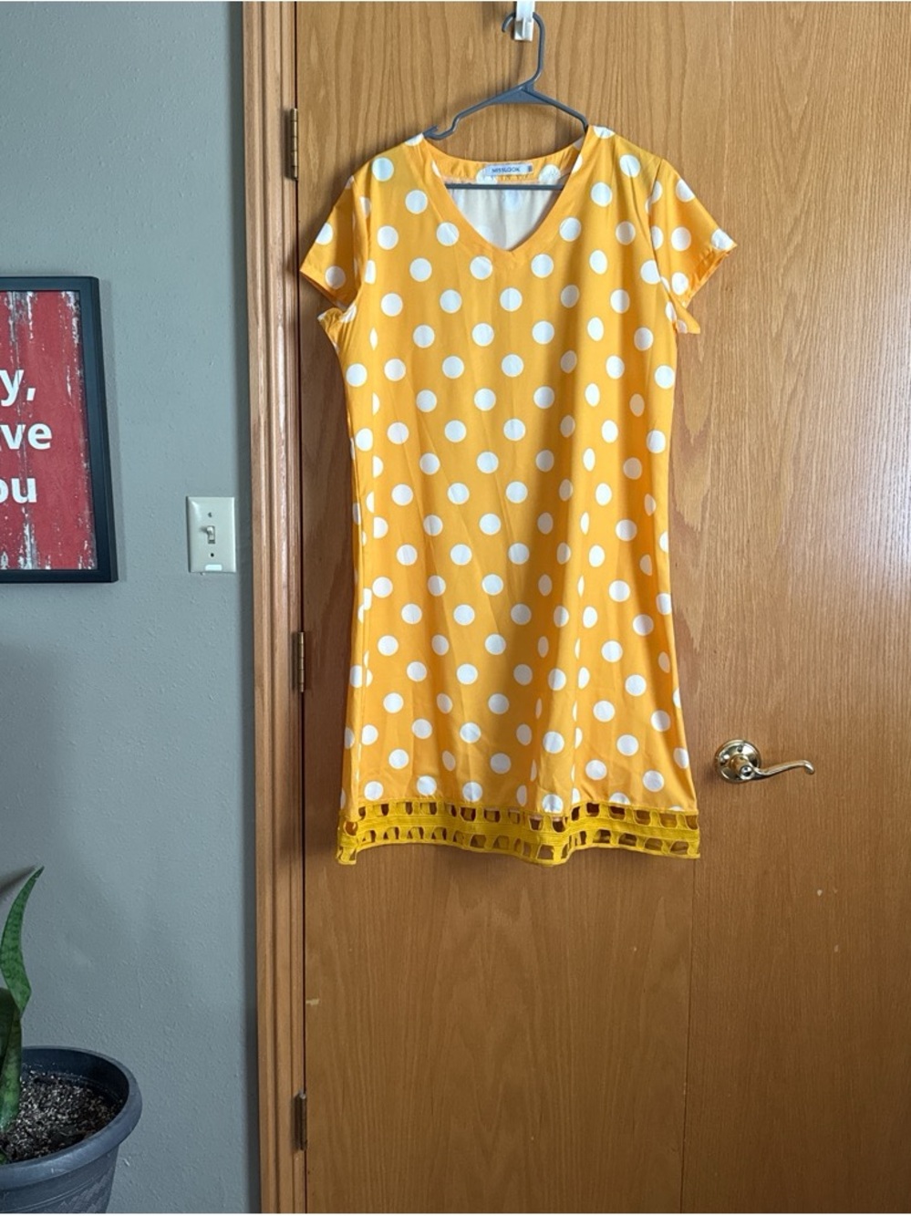 Yellow Polka Dot V-Neck Dress
